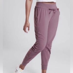 Athleta, side ruched , volcanic violet pants